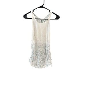 prAna Womens White Abstract Print Side Cinch Racerback Active Tank Top Size S